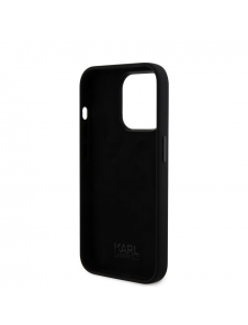 Karl Lagerfeld Flytande Silikon Karl och Choupette Heads Fodral till iPhone 15 Plus Svart