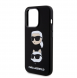 Karl Lagerfeld Flytande Silikon Karl och Choupette Heads Fodral till iPhone 15 Plus Svart