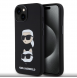 Karl Lagerfeld Flytande Silikon Karl och Choupette Heads Fodral till iPhone 15 Svart