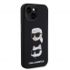 Karl Lagerfeld Flytande Silikon Karl och Choupette Heads Fodral till iPhone 15 Svart