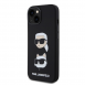 Karl Lagerfeld Flytande Silikon Karl och Choupette Heads Fodral till iPhone 15 Svart