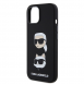 Karl Lagerfeld Flytande Silikon Karl och Choupette Heads Fodral till iPhone 15 Svart