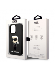 Karl Lagerfeld flytande silikon Ikonik NFT-fodral till iPhone 14 Pro Svart
