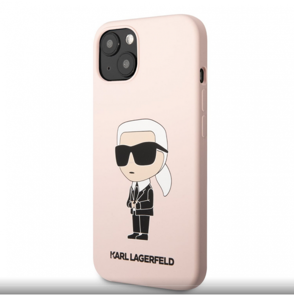 Karl Lagerfeld flytande silikon Ikonik NFT-fodral till iPhone 13 Rosa