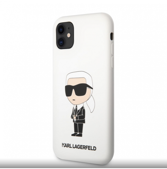Karl Lagerfeld flytande silikon Ikonik NFT-fodral till iPhone 11 Vit
