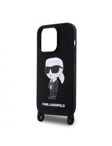 Karl Lagerfeld Flytande Silikon Crossbody Ikonik Fodral till iPhone 15 Pro Max Svart