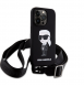 Karl Lagerfeld Flytande Silikon Crossbody Ikonik Fodral till iPhone 15 Pro Max Svart