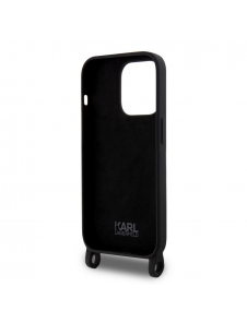 Karl Lagerfeld Flytande Silikon Crossbody Ikonik-fodral för iPhone 15 Pro Svart (skadat paket)