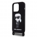 Karl Lagerfeld Flytande Silikon Crossbody Ikonik Fodral till iPhone 15 Pro Svart