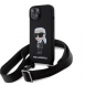 Karl Lagerfeld Flytande Silikon Crossbody Ikonik Fodral för iPhone 15 Svart (skadat paket)