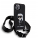 Karl Lagerfeld Flytande Silikon Crossbody Ikonik Fodral för iPhone 15 Svart (skadat paket)