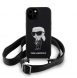 Karl Lagerfeld Flytande Silikon Crossbody Ikonik Fodral för iPhone 15 Svart (skadat paket)