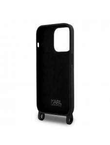Karl Lagerfeld Flytande Silikon Crossbody Ikonik Fodral för iPhone 15 Svart (skadat paket)