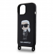 Karl Lagerfeld Flytande Silikon Crossbody Ikonik Fodral för iPhone 15 Svart (skadat paket)