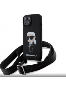 Karl Lagerfeld Flytande Silikon Crossbody Ikonik Fodral till iPhone 15 Svart