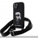 Karl Lagerfeld Flytande Silikon Crossbody Ikonik Fodral till iPhone 15 Svart