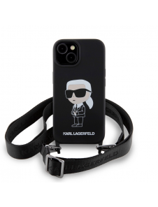 Karl Lagerfeld Flytande Silikon Crossbody Ikonik Fodral till iPhone 15 Svart