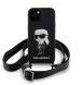 Karl Lagerfeld Flytande Silikon Crossbody Ikonik Fodral till iPhone 15 Svart