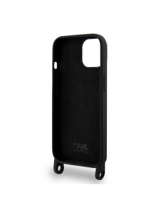 Karl Lagerfeld Flytande Silikon Crossbody Ikonik Fodral till iPhone 15 Svart