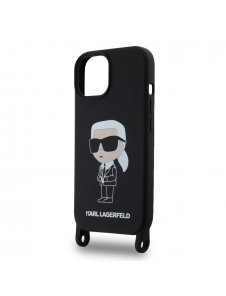 Karl Lagerfeld Flytande Silikon Crossbody Ikonik Fodral till iPhone 15 Svart