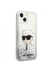 Karl Lagerfeld Liquid Glitter Karl Head Fodral till iPhone 15 Silver