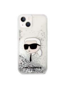 Karl Lagerfeld Liquid Glitter Karl Head Fodral till iPhone 15 Silver