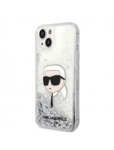 Karl Lagerfeld Liquid Glitter Karl Head Fodral till iPhone 15 Silver