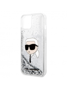 Karl Lagerfeld Liquid Glitter Karl Head Fodral till iPhone 15 Silver