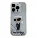 Karl Lagerfeld Liquid Glitter Karl Head-fodral till iPhone 15 Pro Silver