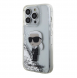 Karl Lagerfeld Liquid Glitter Karl Head-fodral till iPhone 15 Pro Silver