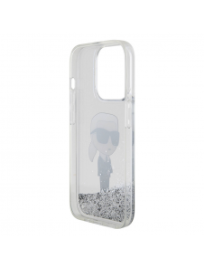 Karl Lagerfeld Liquid Glitter Karl Head-fodral till iPhone 15 Pro Silver