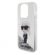 Karl Lagerfeld Liquid Glitter Karl Head-fodral till iPhone 15 Pro Silver