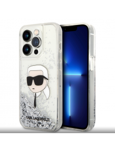 Karl Lagerfeld Liquid Glitter Karl Head-fodral till iPhone 15 Pro Max Silver