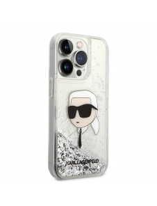 Karl Lagerfeld Liquid Glitter Karl Head-fodral till iPhone 15 Pro Max Silver