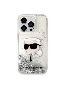 Karl Lagerfeld Liquid Glitter Karl Head-fodral till iPhone 15 Pro Max Silver