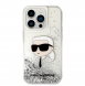 Karl Lagerfeld Liquid Glitter Karl Head-fodral till iPhone 15 Pro Max Silver