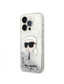 Karl Lagerfeld Liquid Glitter Karl Head-fodral till iPhone 15 Pro Max Silver