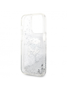 Karl Lagerfeld Liquid Glitter Karl Head-fodral till iPhone 15 Pro Max Silver