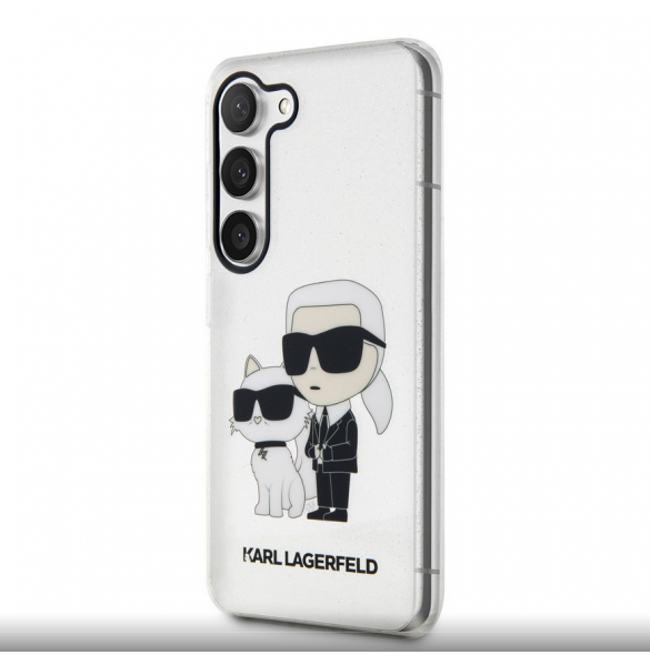 Karl Lagerfeld IML Glitter Karl och Choupette NFT-fodral till Samsung Galaxy S23+ Transparent