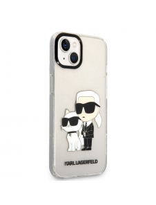 Karl Lagerfeld IML Glitter Karl och Choupette NFT-fodral till iPhone 13 Transparent