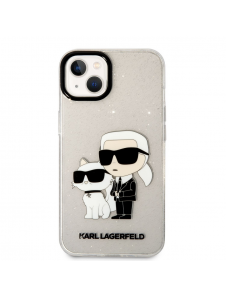 Karl Lagerfeld IML Glitter Karl och Choupette NFT-fodral till iPhone 13 Transparent