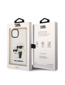 Karl Lagerfeld IML Glitter Karl och Choupette NFT-fodral till iPhone 13 Transparent