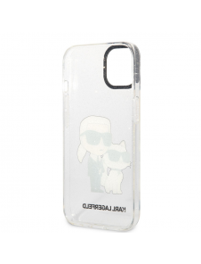 Karl Lagerfeld IML Glitter Karl och Choupette NFT-fodral till iPhone 13 Transparent