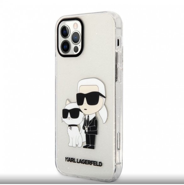 Karl Lagerfeld IML Glitter Karl och Choupette NFT-fodral till iPhone 12/12 Pro Transparent