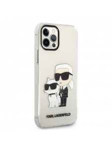Karl Lagerfeld IML Glitter Karl och Choupette NFT-fodral till iPhone 12/12 Pro Transparent