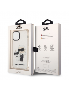 Karl Lagerfeld IML Glitter Karl och Choupette NFT-fodral till iPhone 12/12 Pro Transparent