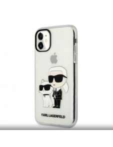 Karl Lagerfeld IML Glitter Karl och Choupette NFT-fodral till iPhone 11 Transparent