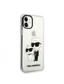 Karl Lagerfeld IML Glitter Karl och Choupette NFT-fodral till iPhone 11 Transparent