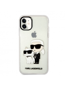 Karl Lagerfeld IML Glitter Karl och Choupette NFT-fodral till iPhone 11 Transparent