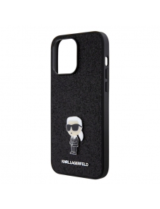 Karl Lagerfeld Fixed Glitter Metal Ikonik Fodral för iPhone 15 Pro Max Svart